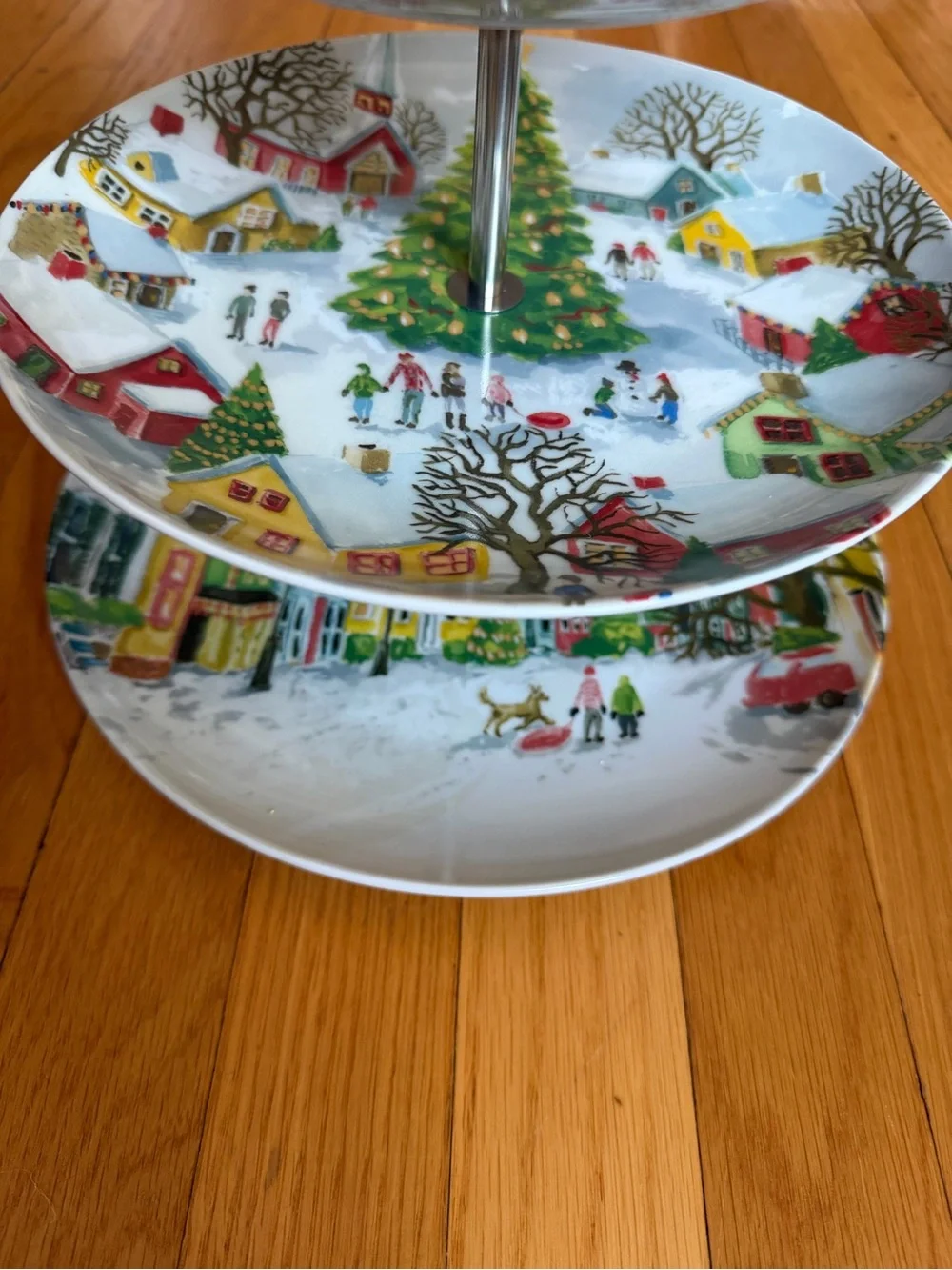 Pottery Barn Winter Village Three-Tier Dessert Stand